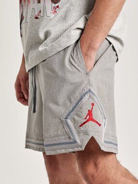 Jordan Nike Mens Jumpman Woven Diamond Shorts Grey Cement XL HV5095 NEW